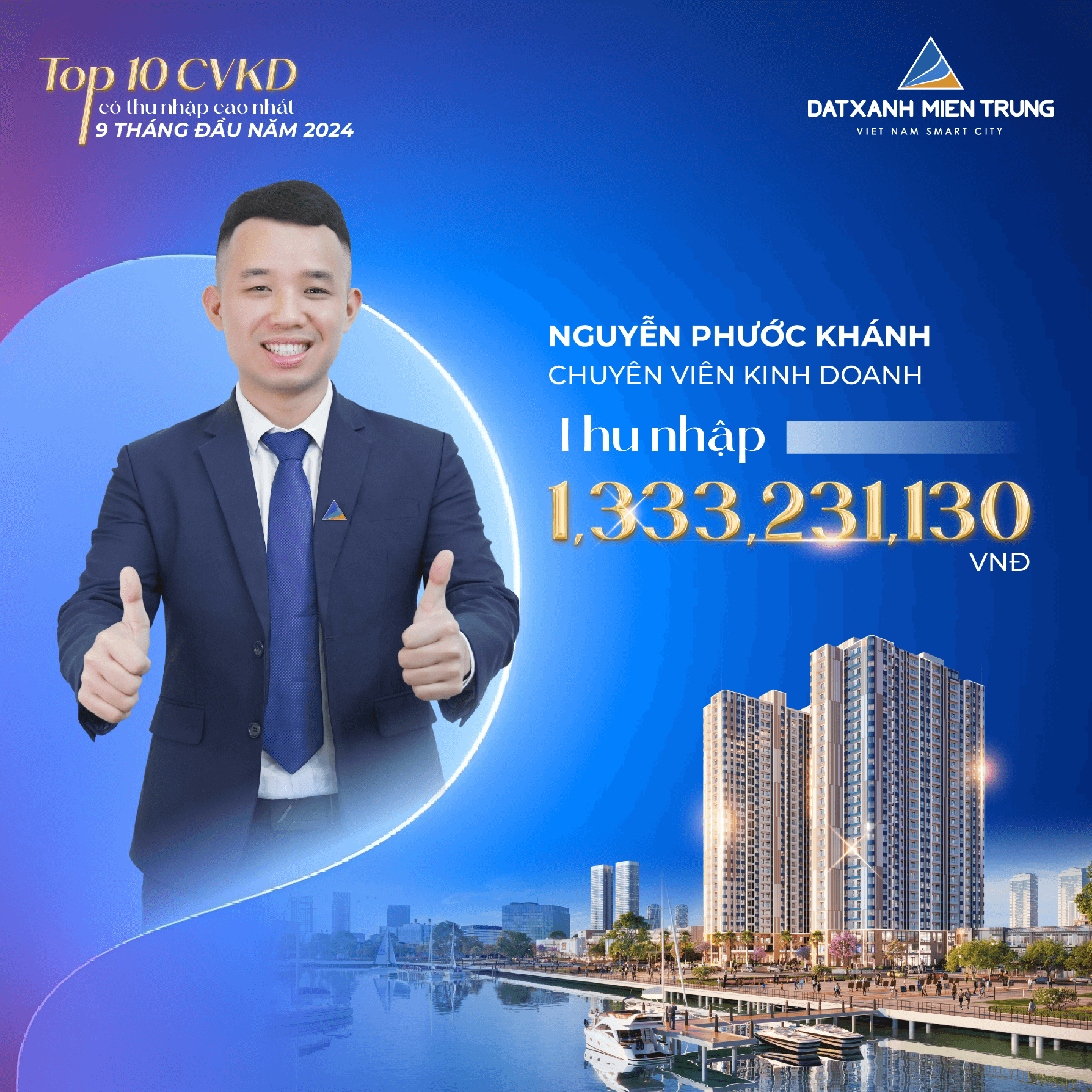 Thành tích ấn tượng: Top10 Chuyên viên Kinh doanh dẫn đầu 9 tháng đầu năm 2024 nhà Viet Nam Smart City - Viet Nam Smart City