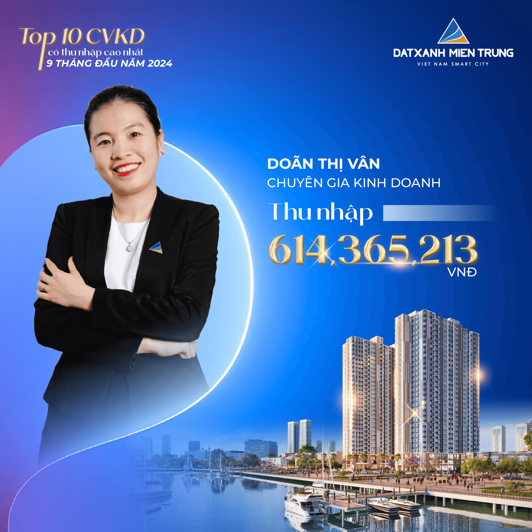 Thành tích ấn tượng: Top10 Chuyên viên Kinh doanh dẫn đầu 9 tháng đầu năm 2024 nhà Viet Nam Smart City - Viet Nam Smart City